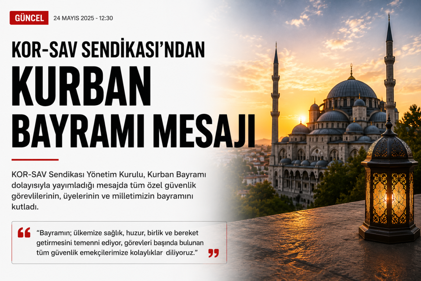 KOR-SAV Sendikası’ndan Kurban Bayramı Mesajı