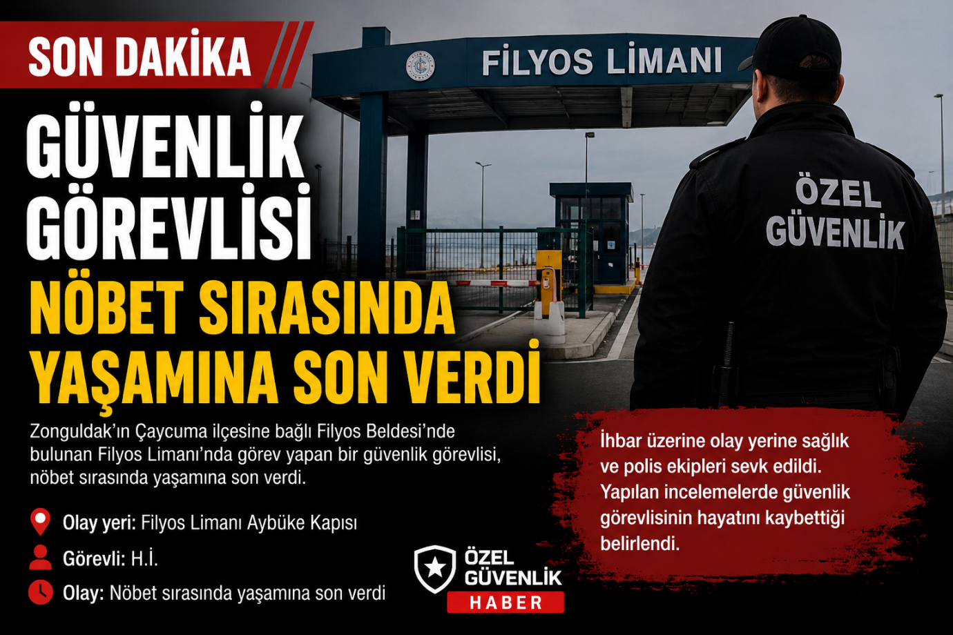 Özel Güvenlik Görevlisi Nöbet Sırasında Yaşamına Son Verdi