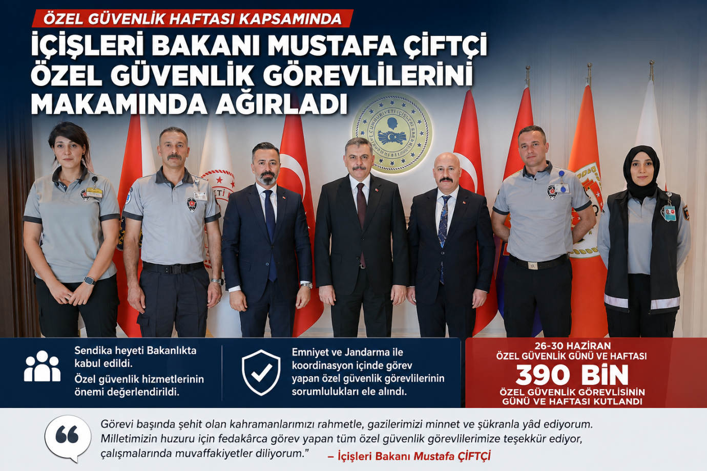 Özel Güvenlik Haftası’nda Anlamlı Kabul! İçişleri Bakanı Mustafa Çiftçi, Güvenlik Görevlileriyle Buluştu