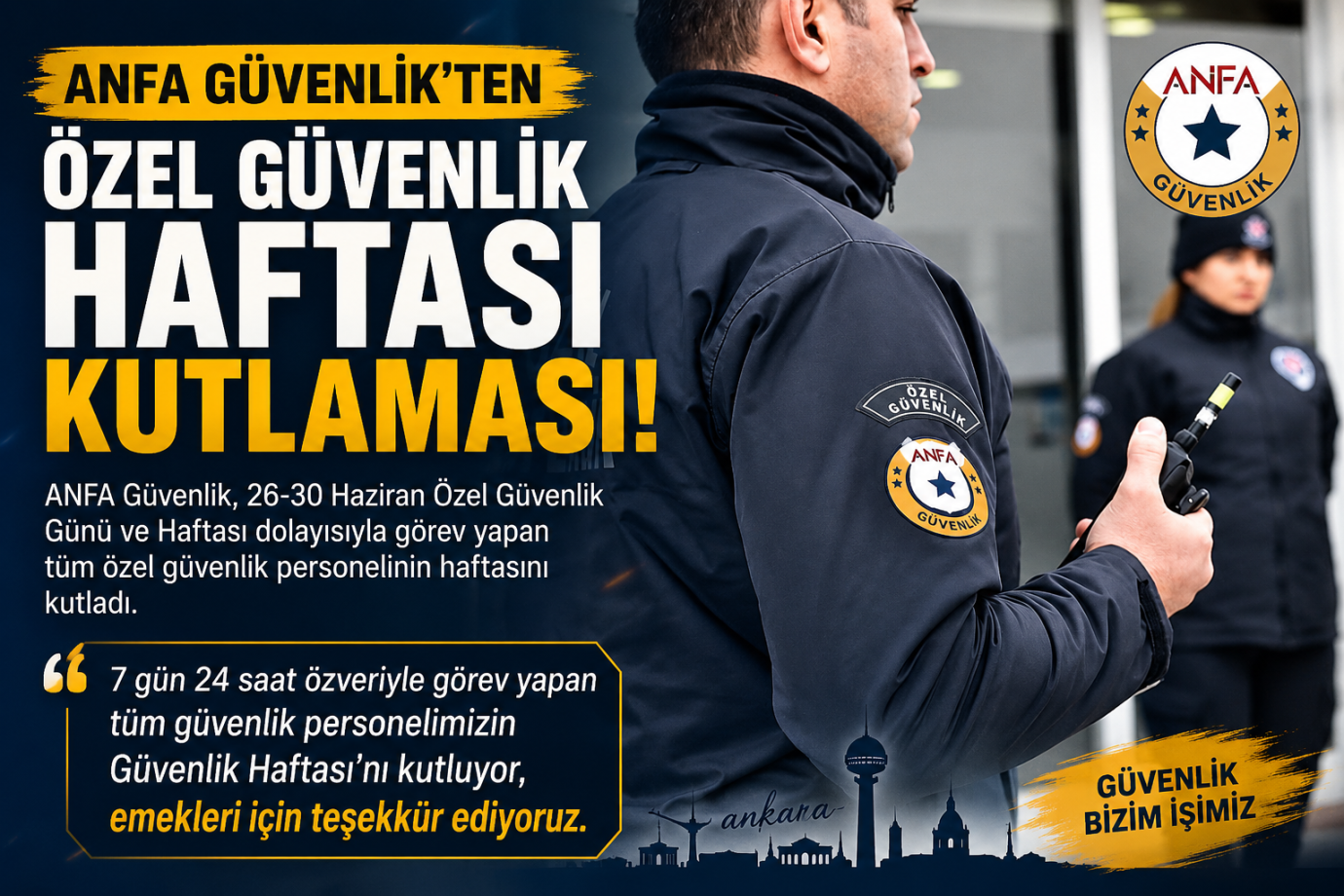 ANFA Güvenlik'ten Özel Güvenlik Haftası Mesajı: 