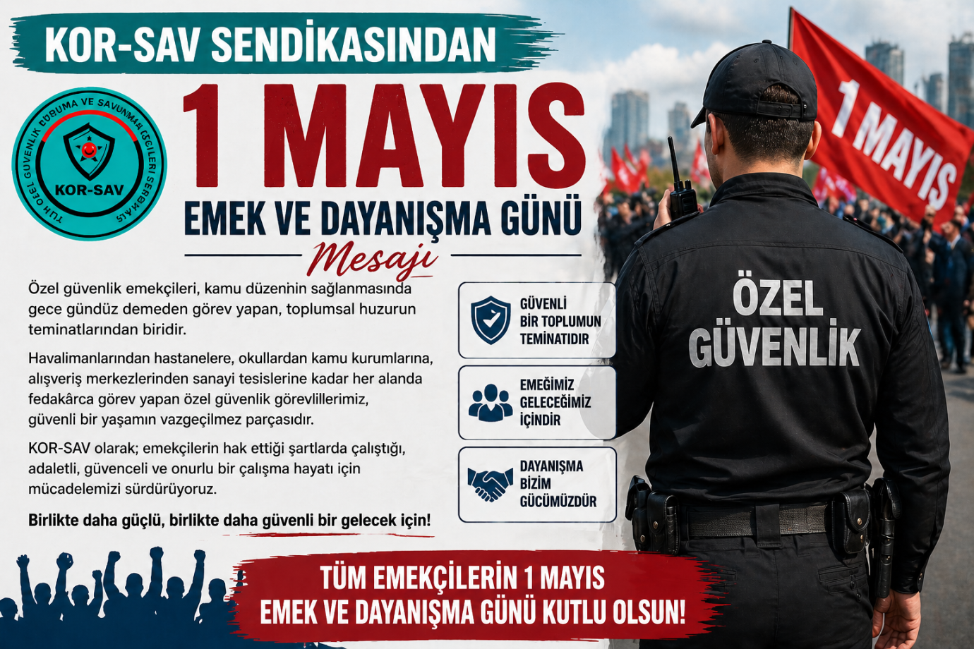 KOR-SAV’dan 1 Mayıs Mesajı,Özel Güvenlik Emekçilerine Vurgu